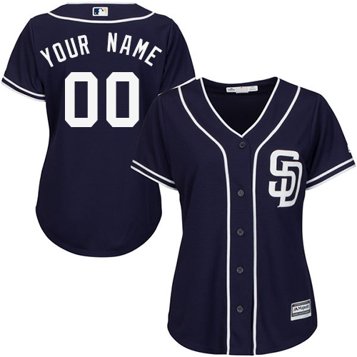 Women's Majestic San Diego Padres Customized Authentic Navy Blue Alternate 1 Cool Base MLB Jersey