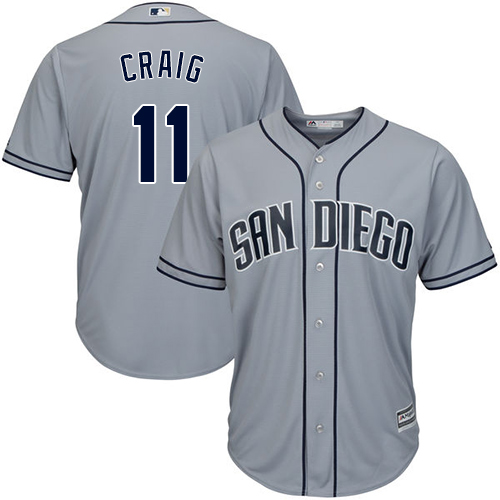 Men's Majestic San Diego Padres #11 Allen Craig Replica Grey Road Cool Base MLB Jersey