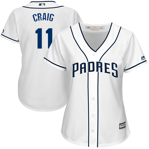 Women's Majestic San Diego Padres #11 Allen Craig Authentic White Home Cool Base MLB Jersey