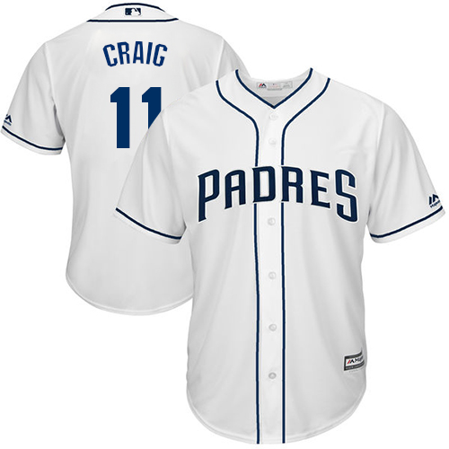 Youth Majestic San Diego Padres #11 Allen Craig Authentic White Home Cool Base MLB Jersey
