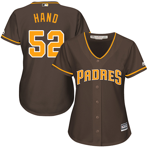 Women's Majestic San Diego Padres #52 Brad Hand Authentic Brown Alternate Cool Base MLB Jersey