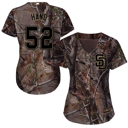 Women's Majestic San Diego Padres #52 Brad Hand Authentic Camo Realtree Collection Flex Base MLB Jersey