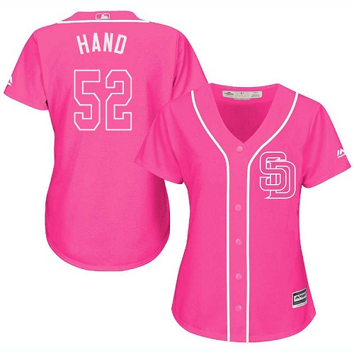 Women's Majestic San Diego Padres #52 Brad Hand Replica Pink Fashion Cool Base MLB Jersey
