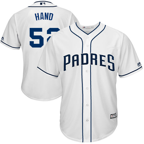 Youth Majestic San Diego Padres #52 Brad Hand Authentic White Home Cool Base MLB Jersey