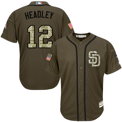Men's Majestic San Diego Padres #12 Chase Headley Authentic Green Salute to Service MLB Jersey