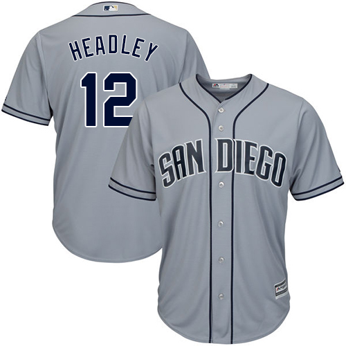 Men's Majestic San Diego Padres #12 Chase Headley Authentic Grey Road Cool Base MLB Jersey