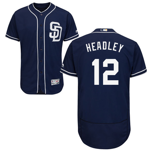 Men's Majestic San Diego Padres #12 Chase Headley Navy Blue Alternate Flex Base Authentic Collection MLB Jersey