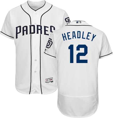 Men's Majestic San Diego Padres #12 Chase Headley White Home Flex Base Authentic Collection MLB Jersey