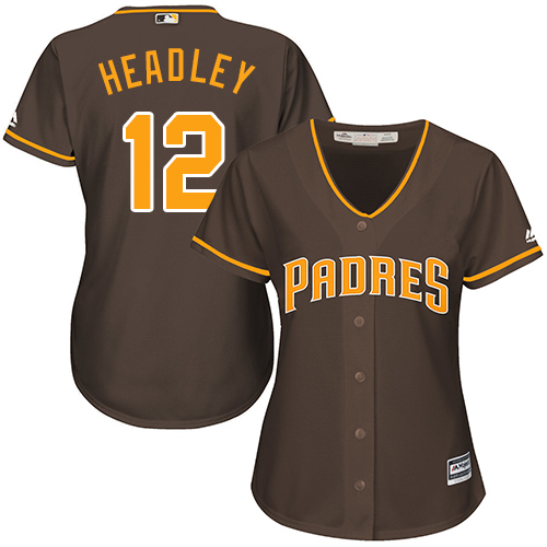 Women's Majestic San Diego Padres #12 Chase Headley Authentic Brown Alternate Cool Base MLB Jersey