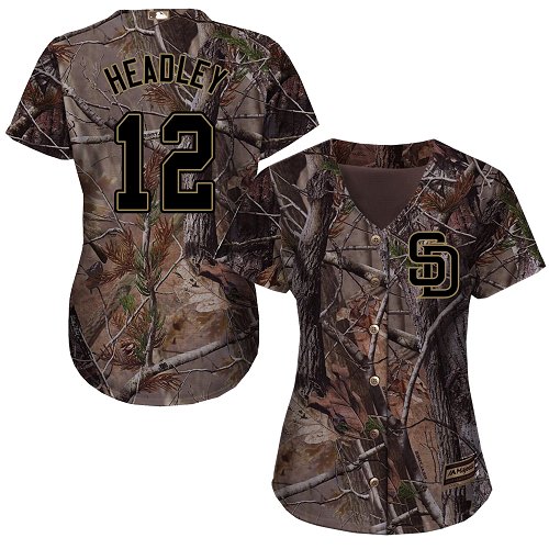 Women's Majestic San Diego Padres #12 Chase Headley Authentic Camo Realtree Collection Flex Base MLB Jersey