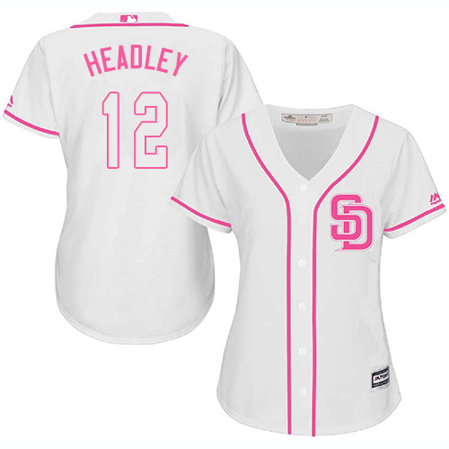 Women's Majestic San Diego Padres #12 Chase Headley Authentic White Fashion Cool Base MLB Jersey