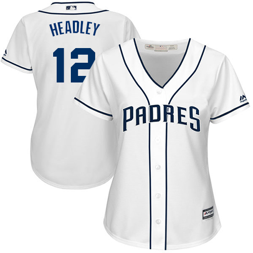 Women's Majestic San Diego Padres #12 Chase Headley Authentic White Home Cool Base MLB Jersey