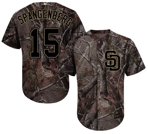 Men's Majestic San Diego Padres #15 Cory Spangenberg Authentic Camo Realtree Collection Flex Base MLB Jersey