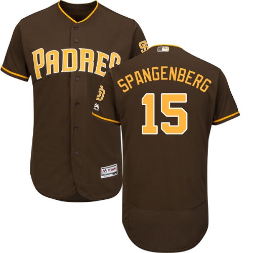 Men's Majestic San Diego Padres #15 Cory Spangenberg Brown Alternate Flex Base Authentic Collection MLB Jersey