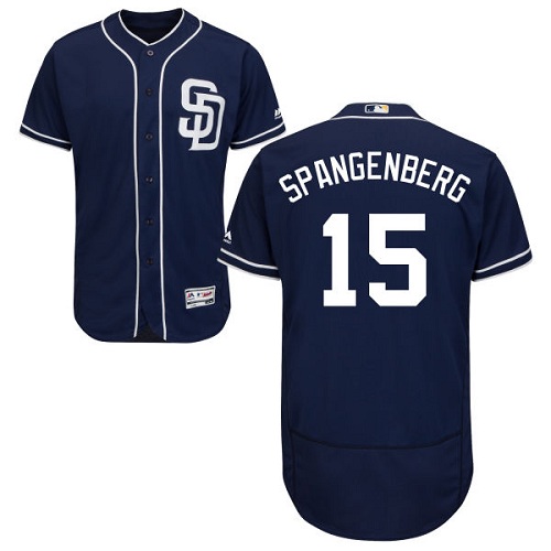 Men's Majestic San Diego Padres #15 Cory Spangenberg Navy Blue Alternate Flexbase Authentic Collection MLB Jersey