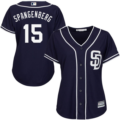 Women's Majestic San Diego Padres #15 Cory Spangenberg Authentic Navy Blue Alternate 1 Cool Base MLB Jersey