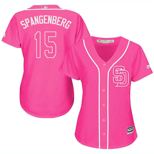 Women's Majestic San Diego Padres #15 Cory Spangenberg Authentic Pink Fashion Cool Base MLB Jersey