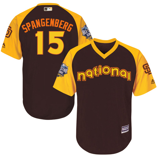 Youth Majestic San Diego Padres #15 Cory Spangenberg Authentic Brown 2016 All-Star National League BP Cool Base Cool Base MLB Jersey
