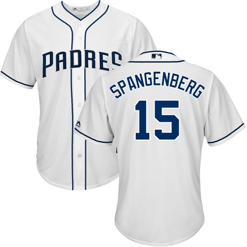 Youth Majestic San Diego Padres #15 Cory Spangenberg Replica White Home Cool Base MLB Jersey