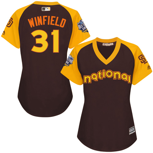 Women's Majestic San Diego Padres #31 Dave Winfield Authentic Brown 2016 All-Star National League BP Cool Base Cool Base MLB Jersey