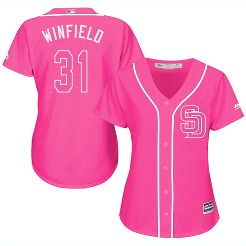 Women's Majestic San Diego Padres #31 Dave Winfield Authentic Pink Fashion Cool Base MLB Jersey