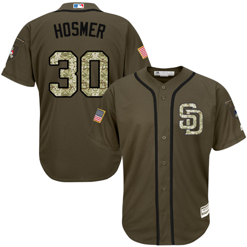 Men's Majestic San Diego Padres #30 Eric Hosmer Authentic Green Salute to Service MLB Jersey