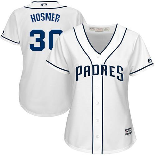 Women's Majestic San Diego Padres #30 Eric Hosmer Authentic White Home Cool Base MLB Jersey