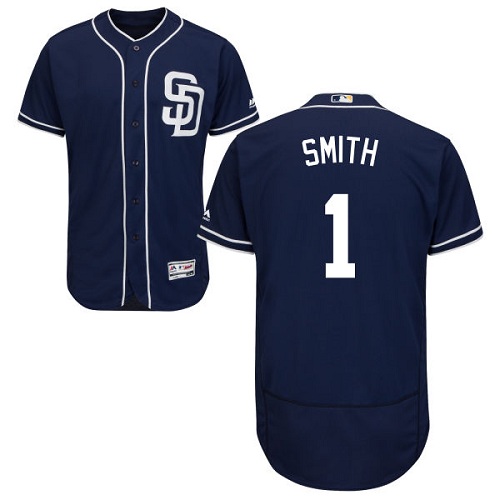 Men's Majestic San Diego Padres #1 Ozzie Smith Navy Blue Alternate Flexbase Authentic Collection MLB Jersey