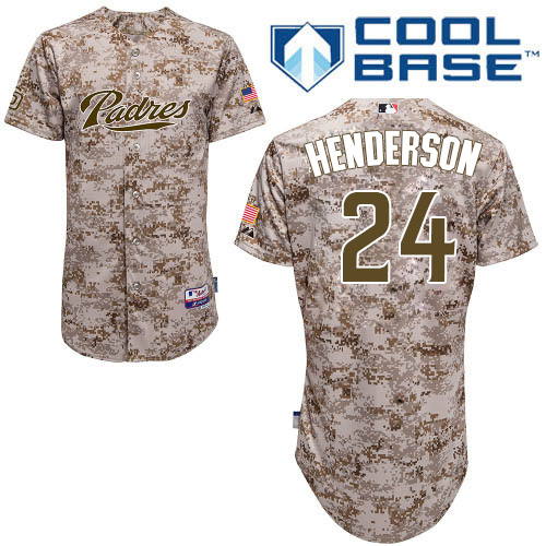 Men's Majestic San Diego Padres #24 Rickey Henderson Authentic Camo Alternate 2 Cool Base MLB Jersey