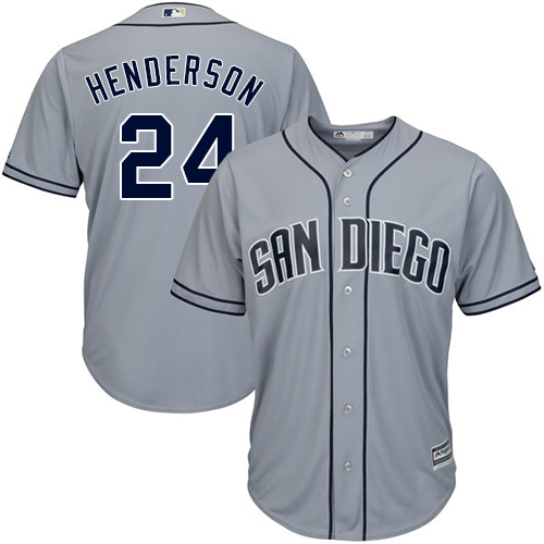 Men's Majestic San Diego Padres #24 Rickey Henderson Authentic Grey Road Cool Base MLB Jersey