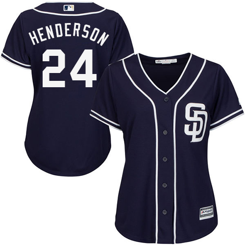 Women's Majestic San Diego Padres #24 Rickey Henderson Authentic Navy Blue Alternate 1 Cool Base MLB Jersey