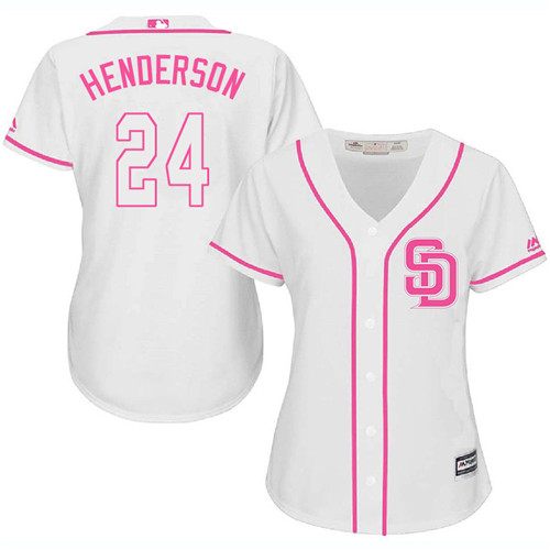 Women's Majestic San Diego Padres #24 Rickey Henderson Authentic White Fashion Cool Base MLB Jersey