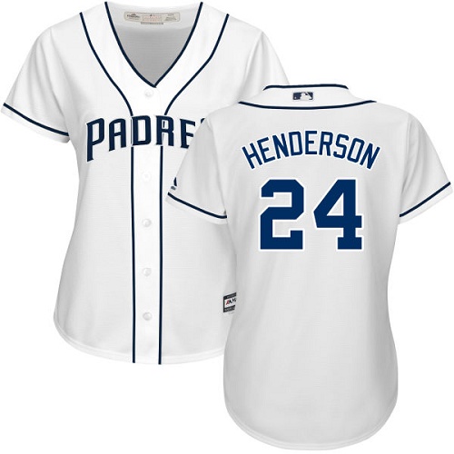 Women's Majestic San Diego Padres #24 Rickey Henderson Authentic White Home Cool Base MLB Jersey