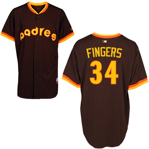 Men's Majestic San Diego Padres #34 Rollie Fingers Authentic Coffee 1984 Turn Back The Clock MLB Jersey