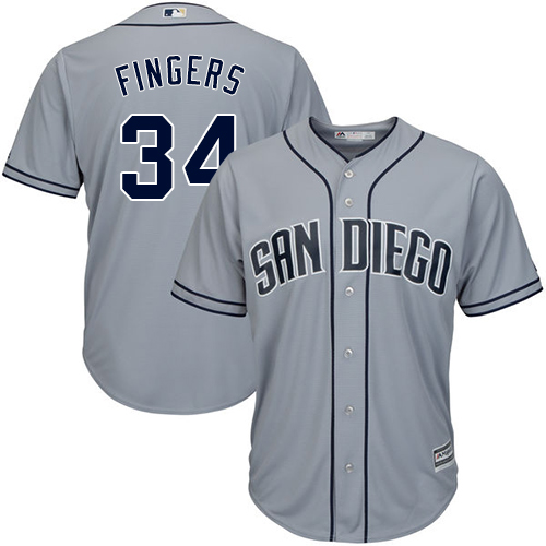 Men's Majestic San Diego Padres #34 Rollie Fingers Authentic Grey Road Cool Base MLB Jersey