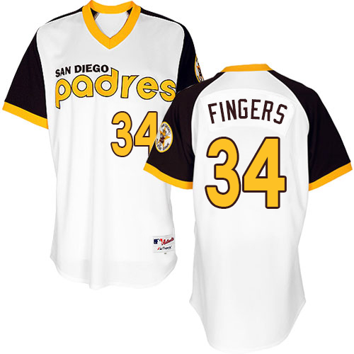 Men's Majestic San Diego Padres #34 Rollie Fingers Authentic White 1978 Turn Back The Clock MLB Jersey