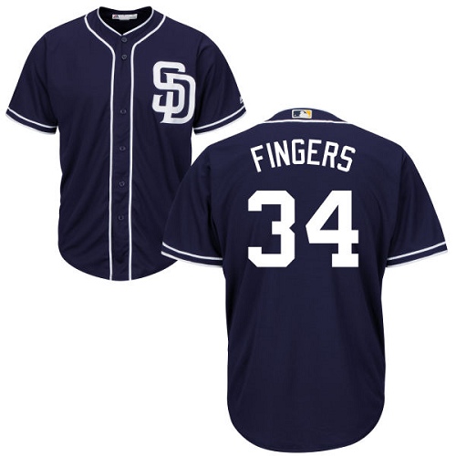 Men's Majestic San Diego Padres #34 Rollie Fingers Replica Navy Blue Alternate 1 Cool Base MLB Jersey