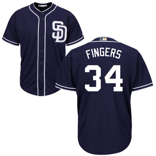 Youth Majestic San Diego Padres #34 Rollie Fingers Authentic Navy Blue Alternate 1 Cool Base MLB Jersey