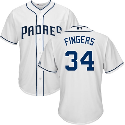 Youth Majestic San Diego Padres #34 Rollie Fingers Replica White Home Cool Base MLB Jersey