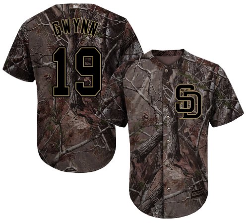 Men's Majestic San Diego Padres #19 Tony Gwynn Authentic Camo Realtree Collection Flex Base MLB Jersey