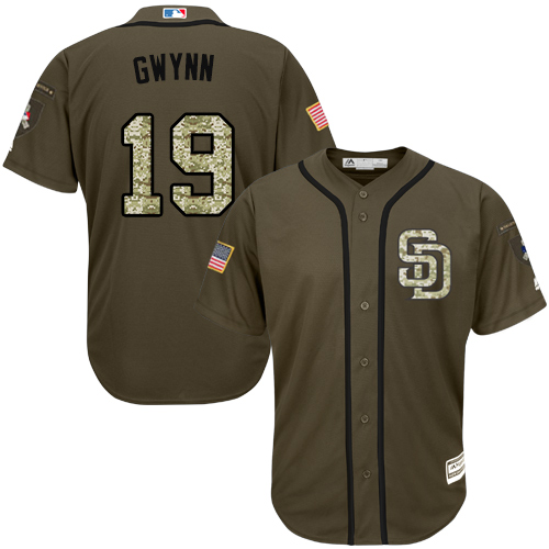 Men's Majestic San Diego Padres #19 Tony Gwynn Authentic Green Salute to Service MLB Jersey