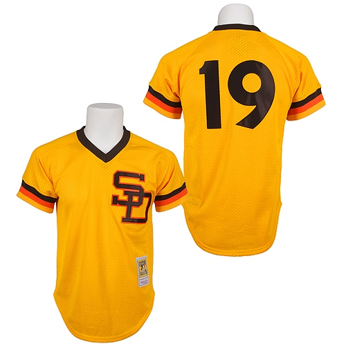 Men's Mitchell and Ness 1982 San Diego Padres #19 Tony Gwynn Authentic Gold Throwback MLB Jersey