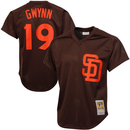 Men's Mitchell and Ness 1985 San Diego Padres #19 Tony Gwynn Authentic Brown Throwback MLB Jersey