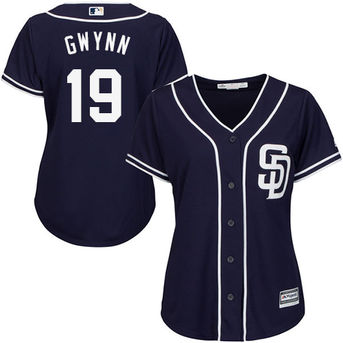 Women's Majestic San Diego Padres #19 Tony Gwynn Authentic Navy Blue Alternate 1 Cool Base MLB Jersey