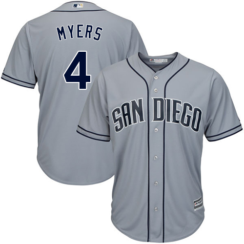 Men's Majestic San Diego Padres #4 Wil Myers Authentic Grey Road Cool Base MLB Jersey