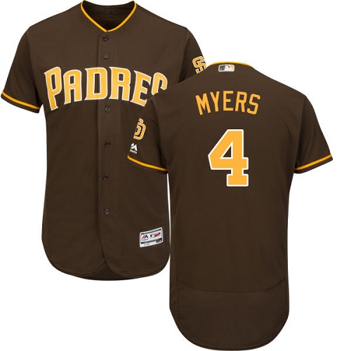 Men's Majestic San Diego Padres #4 Wil Myers Brown Alternate Flex Base Authentic Collection MLB Jersey