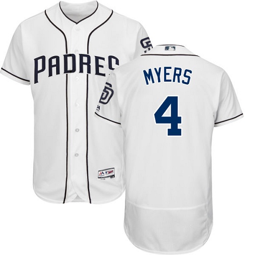Men's Majestic San Diego Padres #4 Wil Myers White Home Flex Base Authentic Collection MLB Jersey