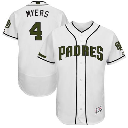 Men's Majestic San Diego Padres #4 Wil Myers White Memorial Day Authentic Collection Flex Base MLB Jersey