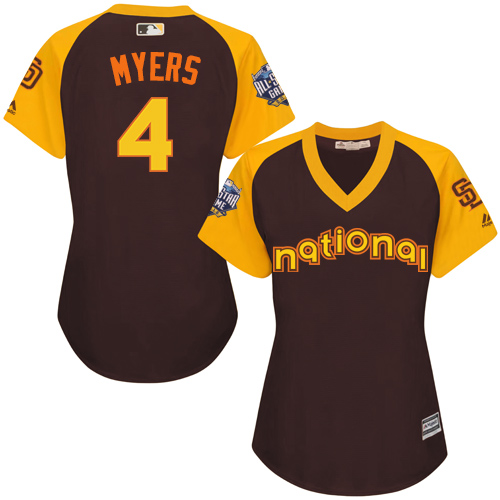 Women's Majestic San Diego Padres #4 Wil Myers Authentic Brown 2016 All-Star National League BP Cool Base Cool Base MLB Jersey