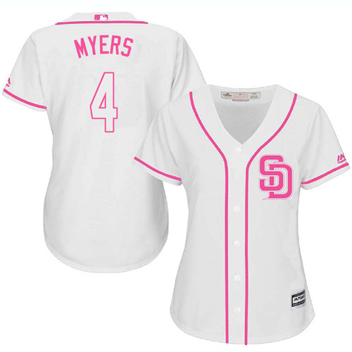 Women's Majestic San Diego Padres #4 Wil Myers Authentic White Fashion Cool Base MLB Jersey